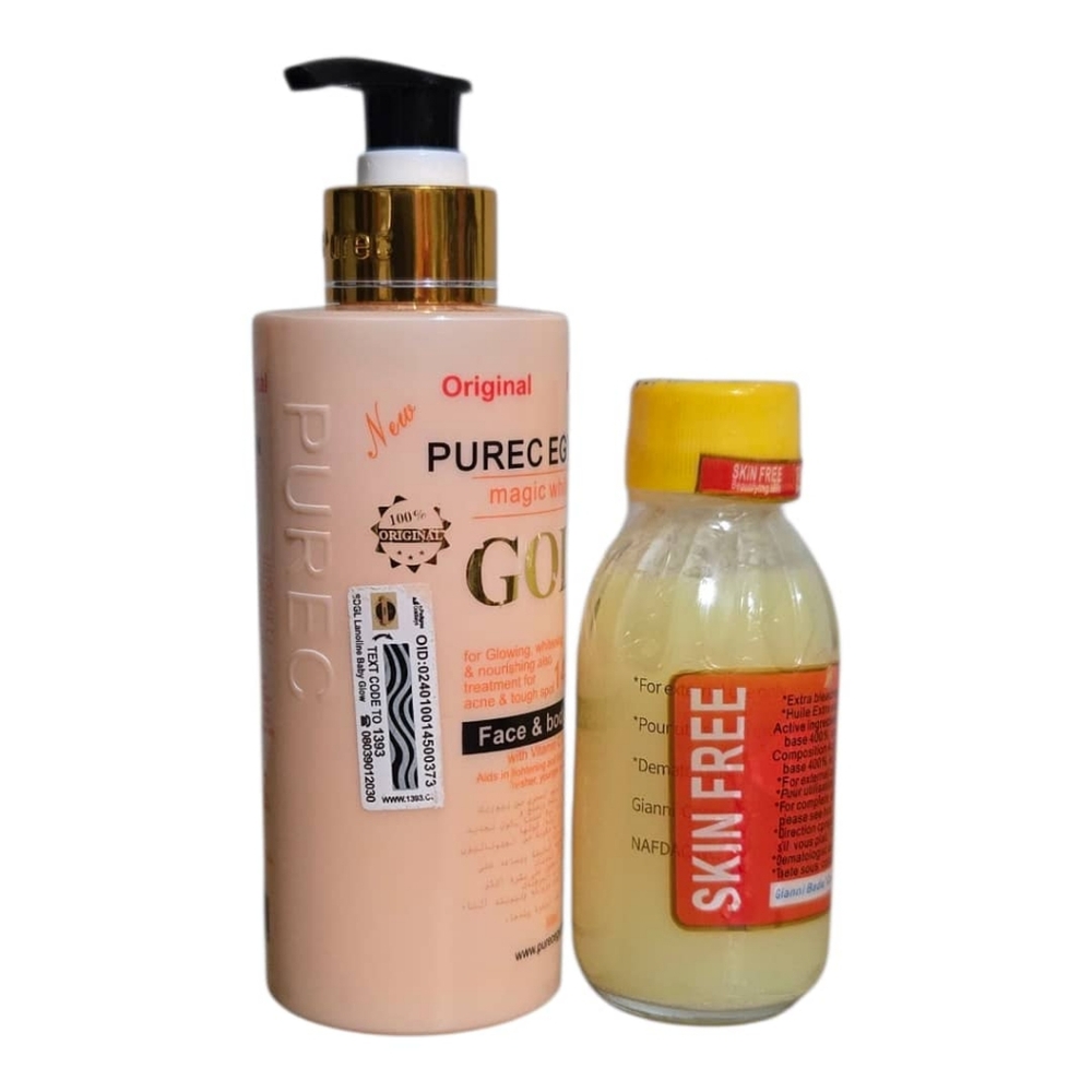 Purec Egyptian Gold Brightening Lotion And Skin Free beautifying Milk Serum - Picture 2 of 4